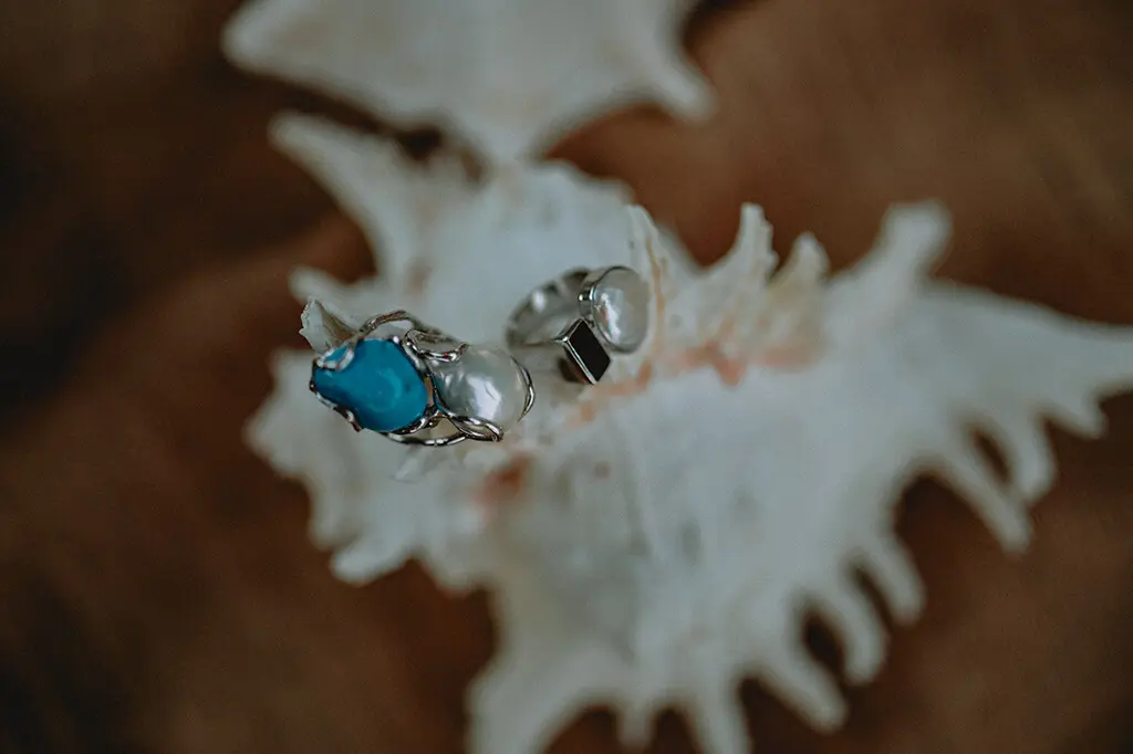 dettaglio delle fedi nuziali di un wedding a Maratea in Basilicata: Gioielli del Mare